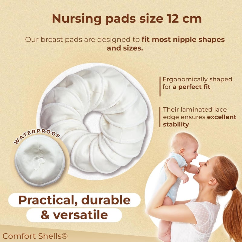 Comfort Shells ® Reusable Nursing Pads – 14 Pack Ultra Soft Breast Pads + Laundry Bag + Nursing Clip Bracelet – Washable, Hypoallergenic – Absorbs Breast Milk Leaks - Image 5